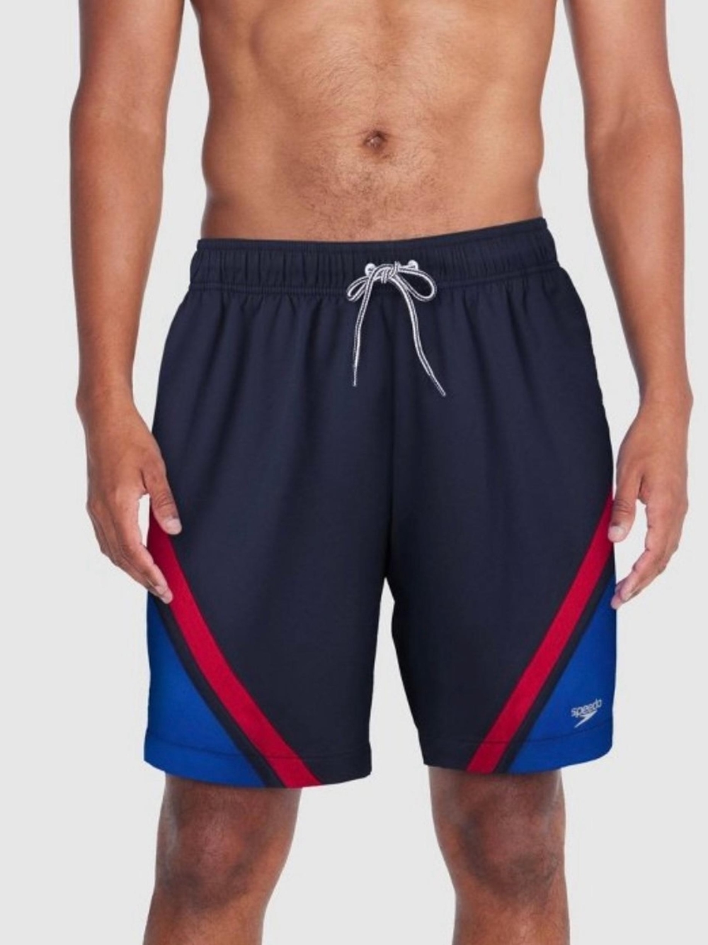 Speedo Navy Athletic Swim Shorts with Red & Blue Accents (Set Of 2)